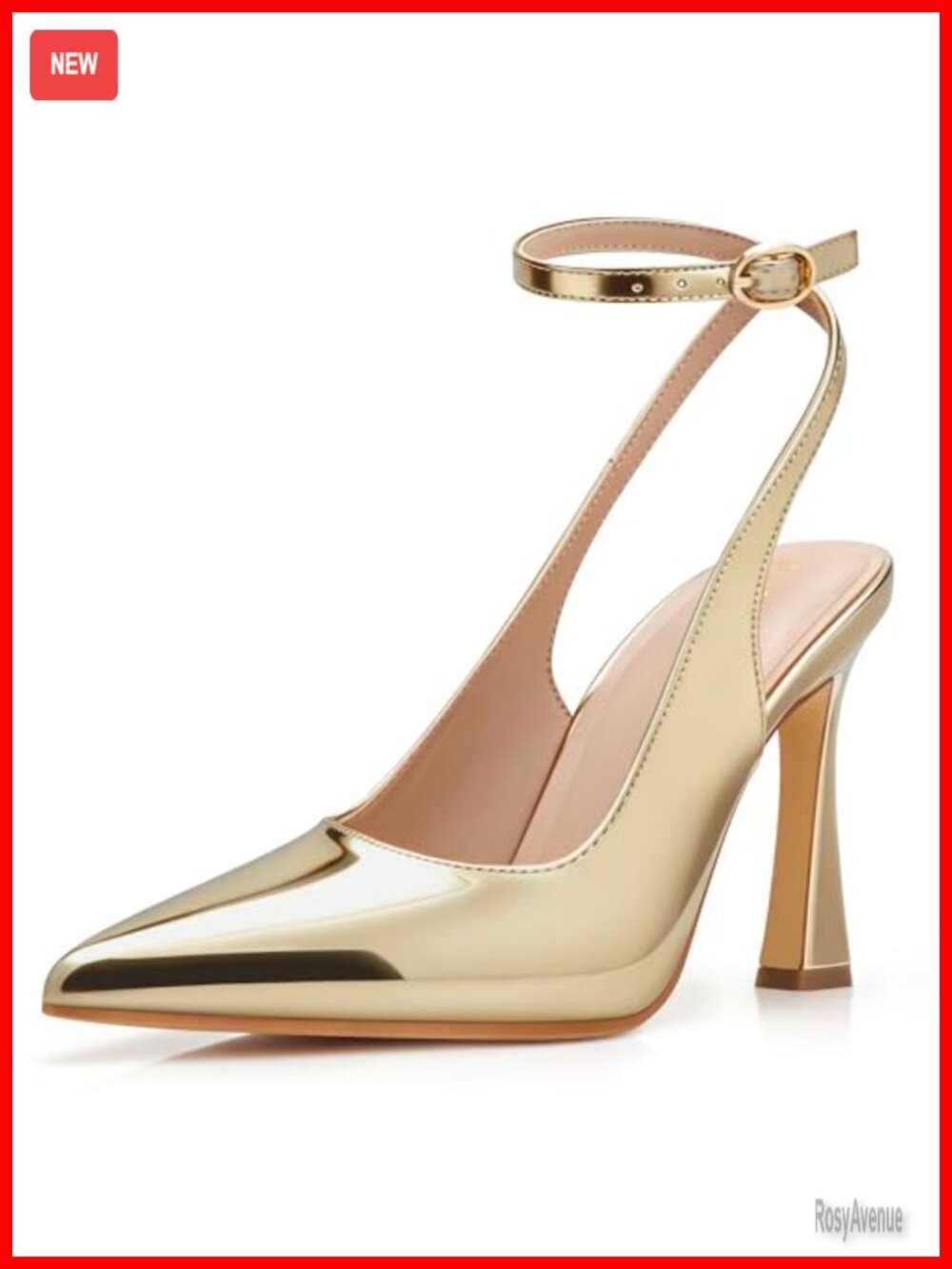 Pointed Closed Toe Slingback Stiletto Heels Faux Leather Pumps Dressy